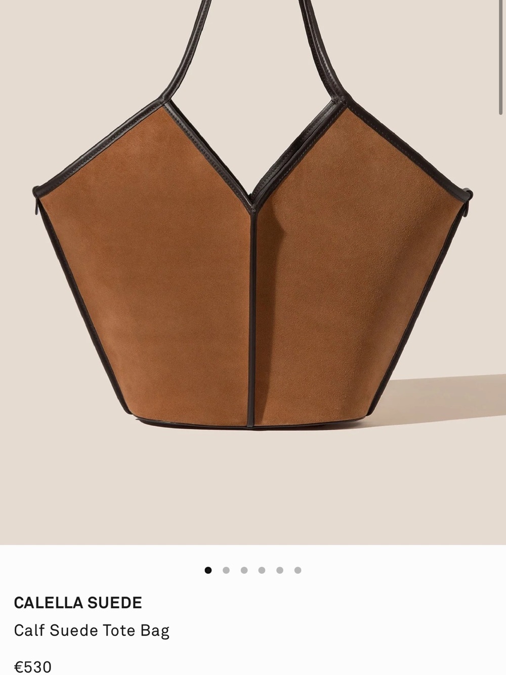 HEREU Calella Suede Tote Bag in Brown with Black Trim